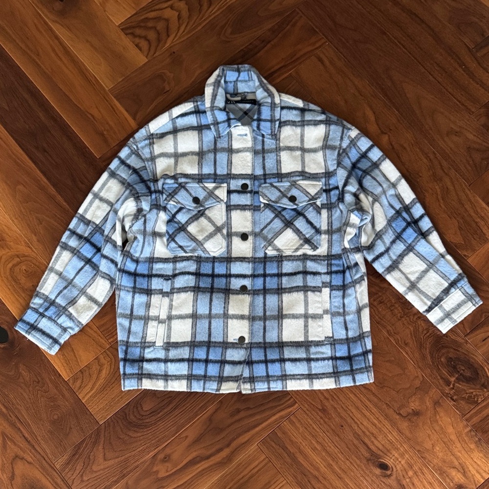 Zara blue and white Women’s Shacket